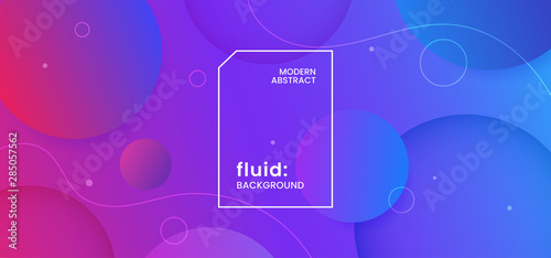 Liquid bubble shape abstract background for fresh water feel concept design. Round shape color fluid with geometric line element on creative purple blue gradient vector illustration