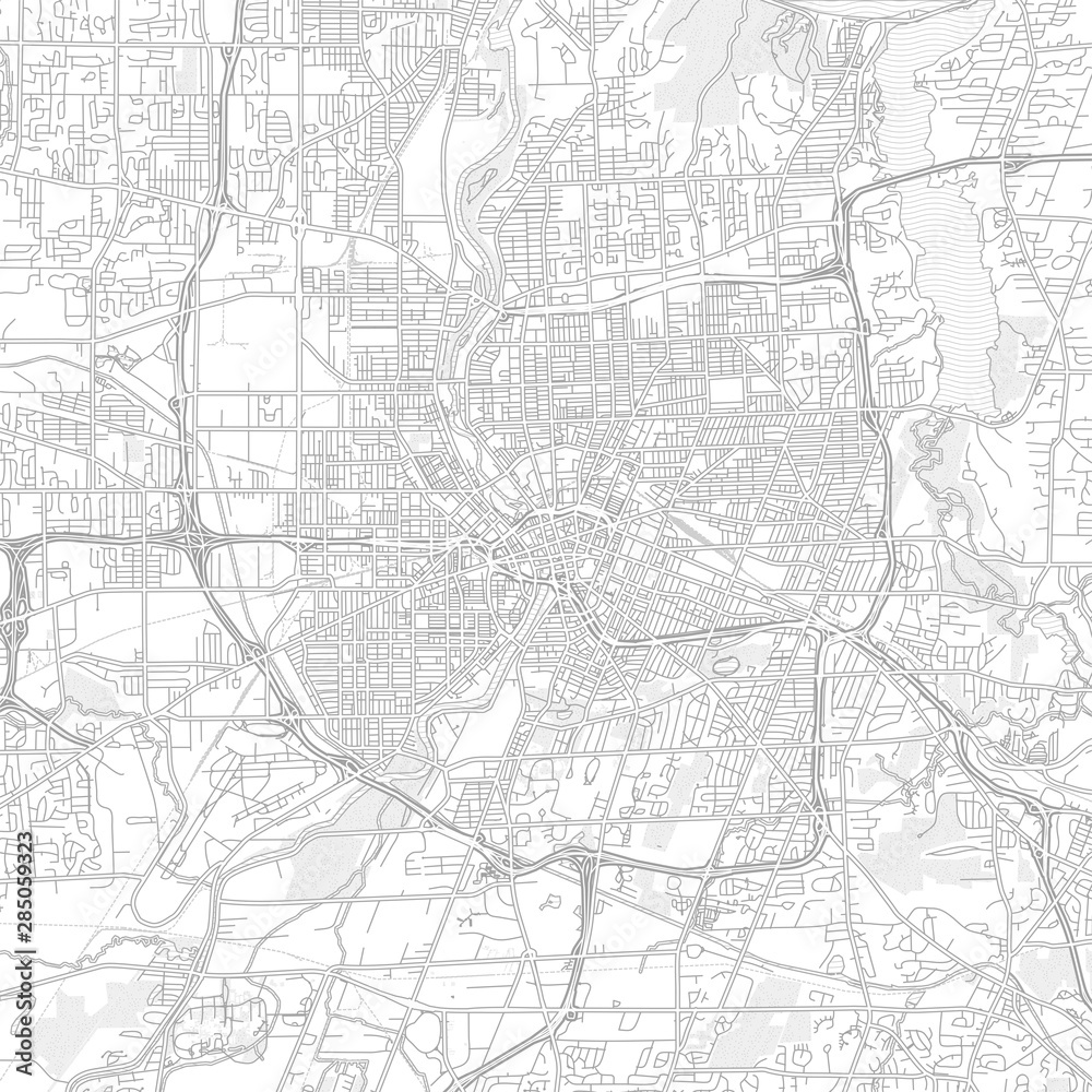 Rochester, New York, USA, bright outlined vector map