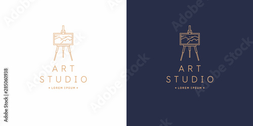 The original linear image of the art Studio. Isolated vector emblem.