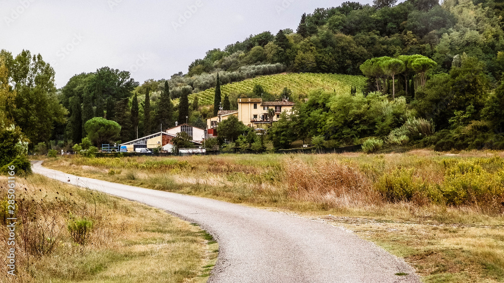 Road through a Tuscan Village.