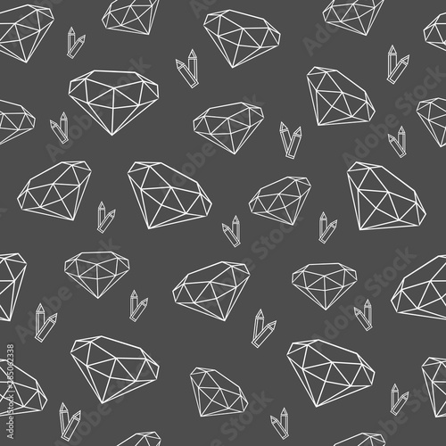 Beautiful vector seamless pattern with big and little diamond on a gray isolated background.