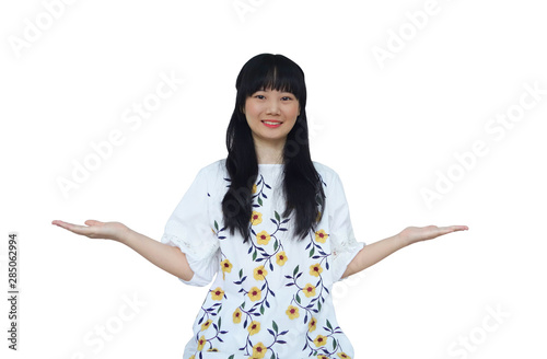 Cute Asian Girl Presenting ...