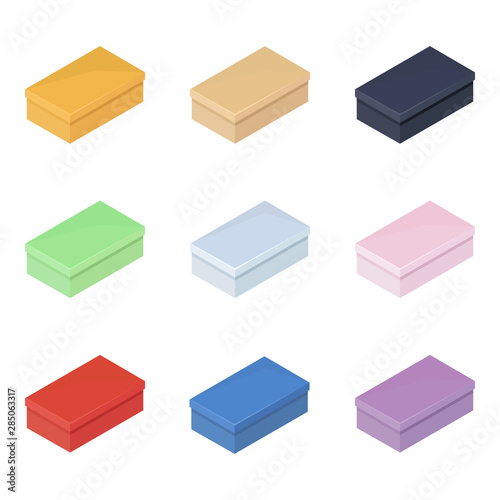 Vector Set of Flat Shoe Box Icons.