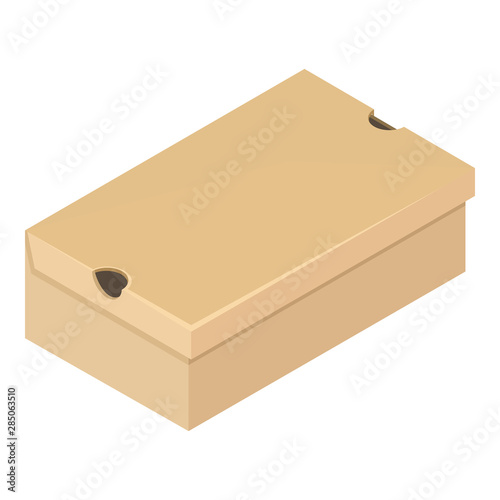 Vector Single Brown Cardboard Shoe Box Illustration. Shoebox Flat Icon