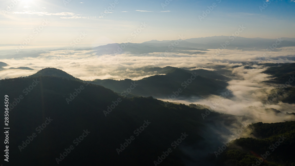 mountain and mist at morning