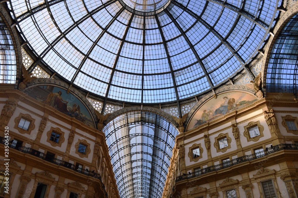 the glass roof of the Quadrilaterale d'Oro in Milan