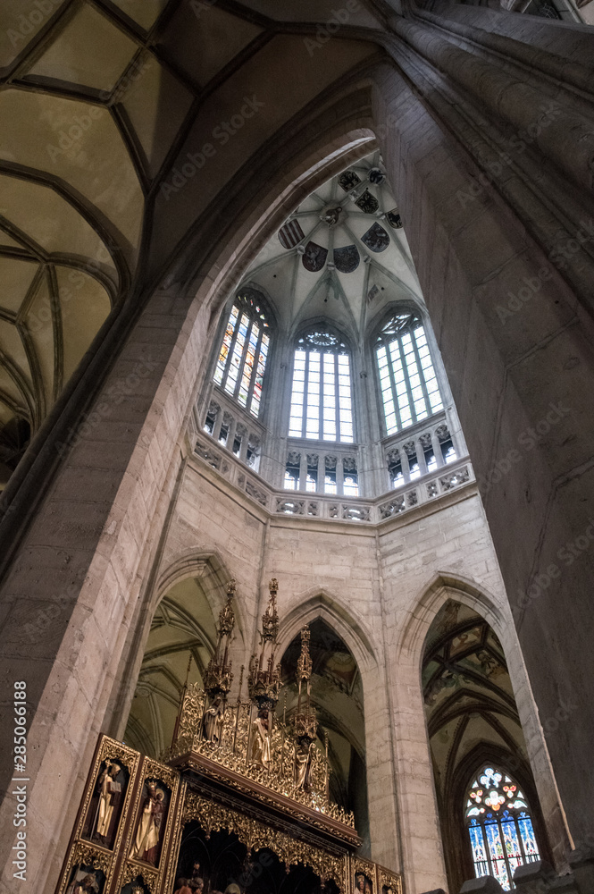 Gothic ceiling and arches of St. Barbara's Church in Kutna Hora, Czech Republic