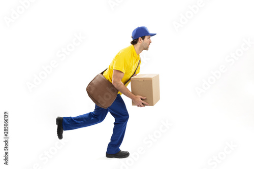 Brazilian mailman on a white background. photo