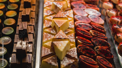 Close up of assorted colorful chocolate candy