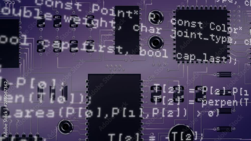 Data on purple circuit board Data on purple circuit board