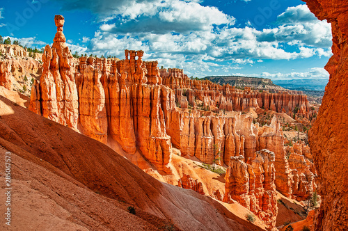 View of Bryce Canyon National Park on a sunny day.