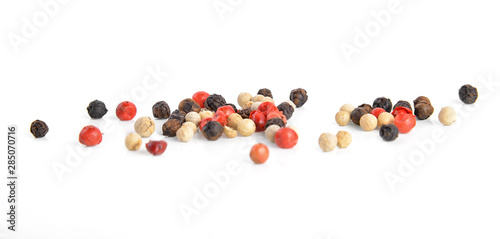 Mix from  kinds of pepper isolated on white
