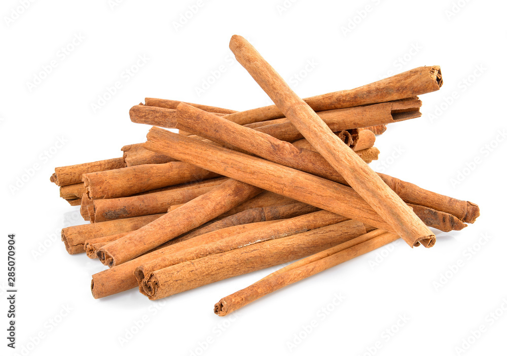 Cinnamon sticks isolated on white background