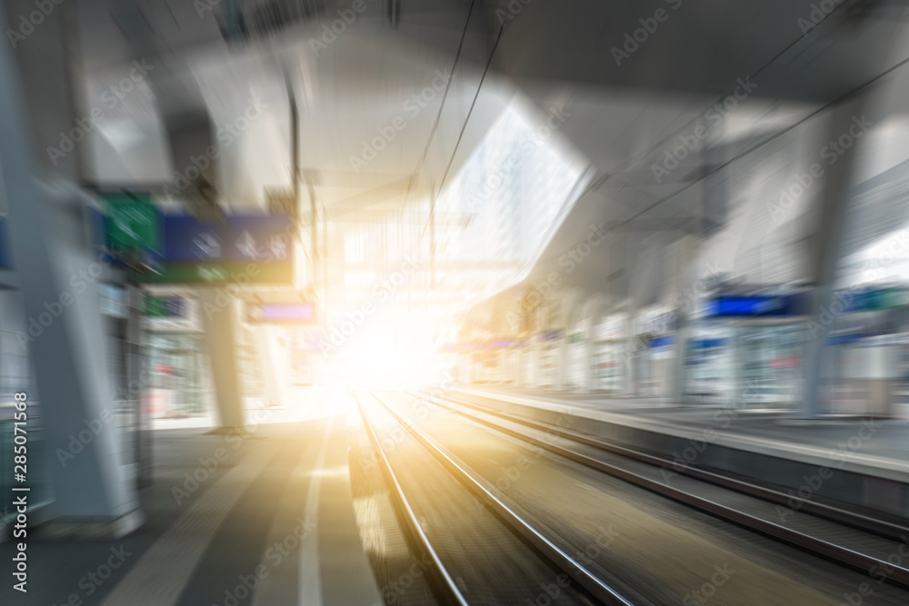Railroad with motion blur and lighting effect