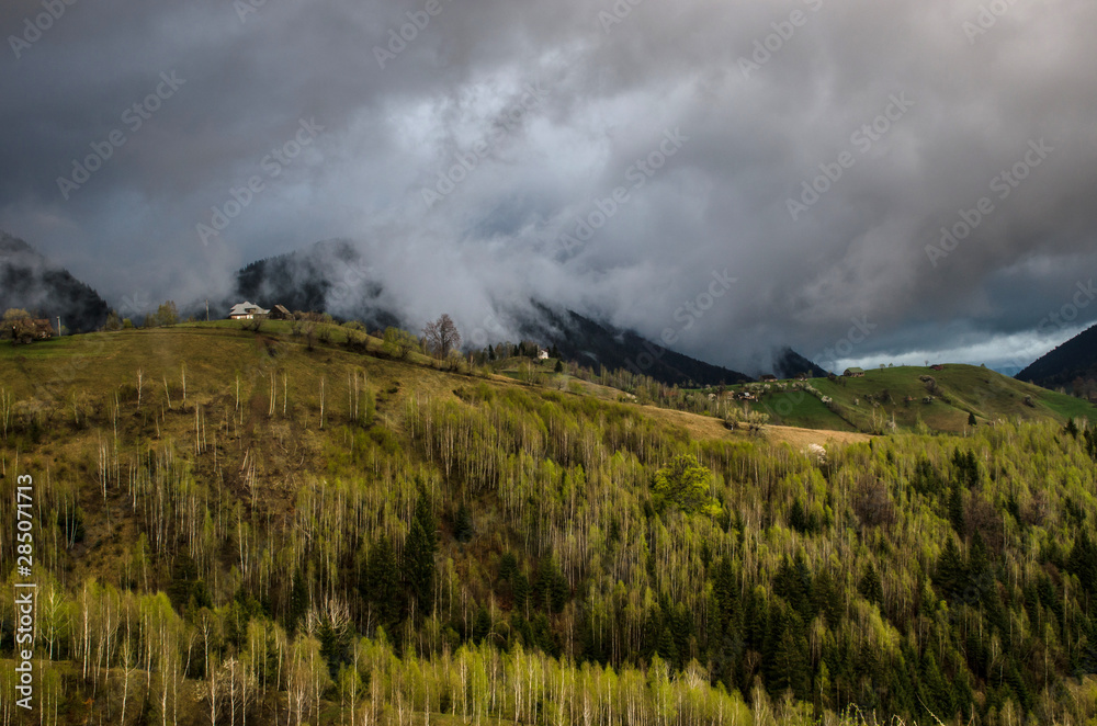 Clouds over the Carpathian Mountains, near Magura Village, Transylvania, Romania.