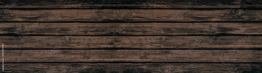 Naklejka premium alte dunkle rustikale Holztextur - Holz Hintergrund Panorama lang