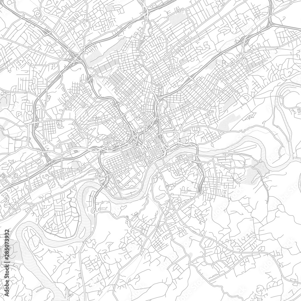 Knoxville, Tennessee, USA, bright outlined vector map