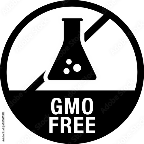 GMO Free Symbol for Food Packaging with Label	