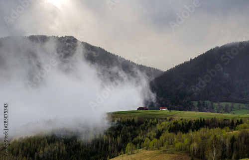 Clouds over the Carpathian Mountains, near Magura Village, Transylvania, Romania.