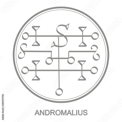 Vector icon with symbol of demon Andromalius. Sigil of Demon Andromalius photo