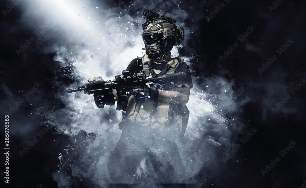 Fototapeta premium żołnierz sił specjalnych, koncepcja wojskowa