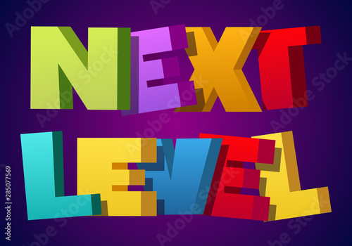 Colorful illustration of "Next Level" text