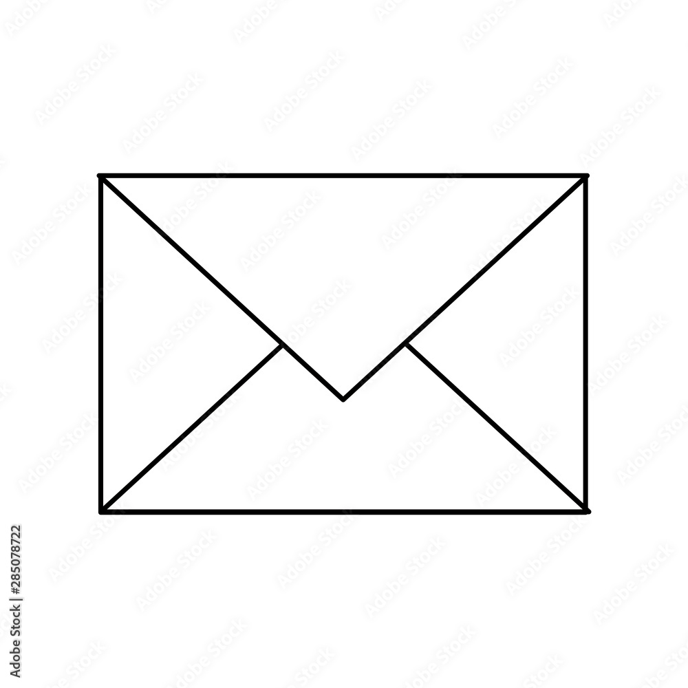email envelope card sign cartoon in black and white
