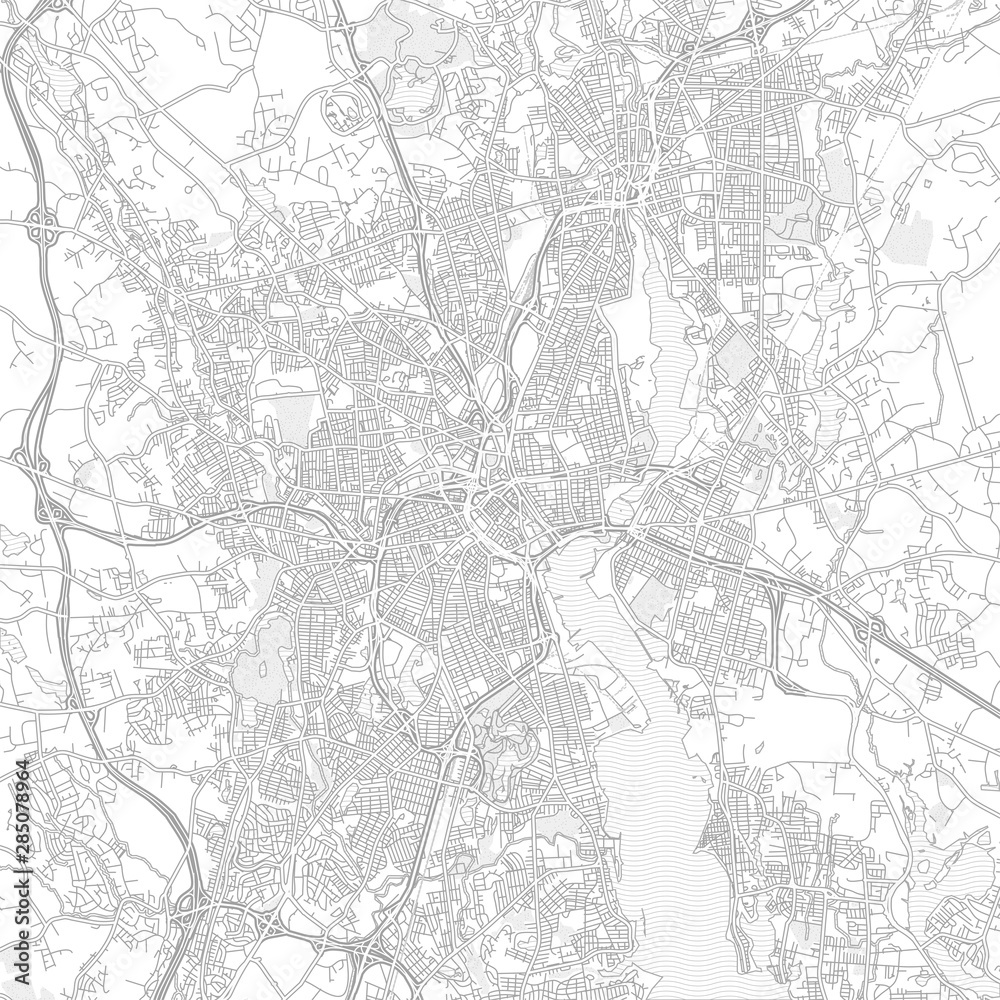 Providence, Rhode Island, USA, bright outlined vector map