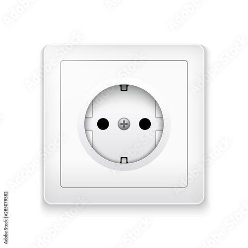 Power socket outlet wall plug icon. Electric round eu power socket illustration