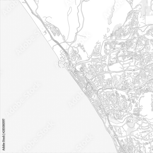 Oceanside, California, USA, bright outlined vector map