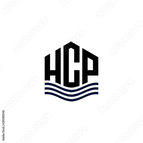 vector design H C P home and abstract seawater concept or symbol