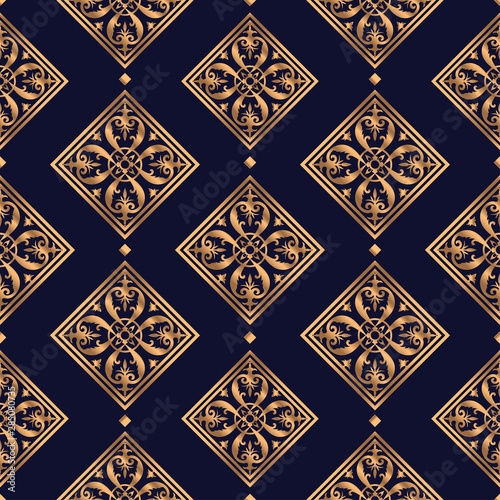 Royal pattern seamless vector. Islamic tile luxury background. Oriental border design for beauty spa, wedding party, yoga wallpaper, gift packaging, wrapping paper texture, backdrop.