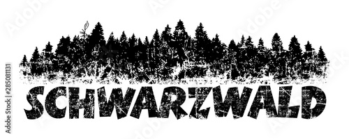 Schwarzwald mit Wald (Vintage Schwarz)