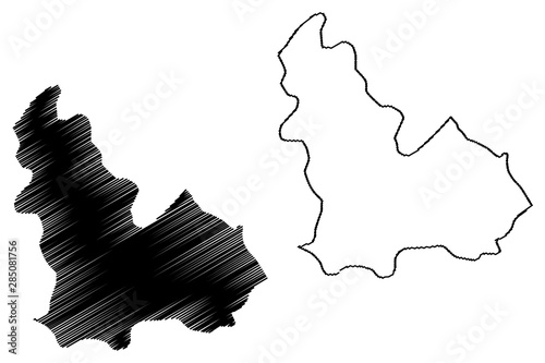 Beja Governorate (Governorates of Tunisia, Republic of Tunisia) map vector illustration, scribble sketch Beja map photo