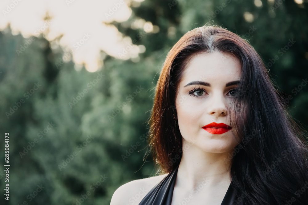attractive woman with red lips attractive woman with red lips