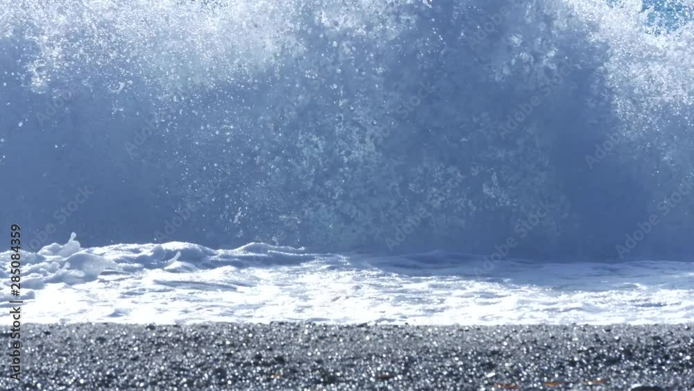 Ocean with Blue Water and Big White Sparkling Waves in a Hot Summer Day Ocean with Blue Water and Big White Sparkling Waves in a Hot Summer Day