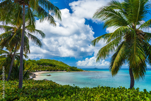 Obraz na płótnie Sandy tropical beach,  Virgin Gorda, British Virgin Islands.