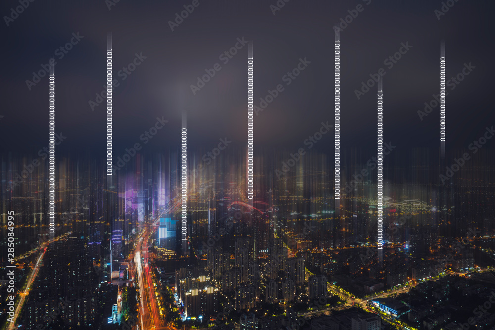 5G smart city, night view concept