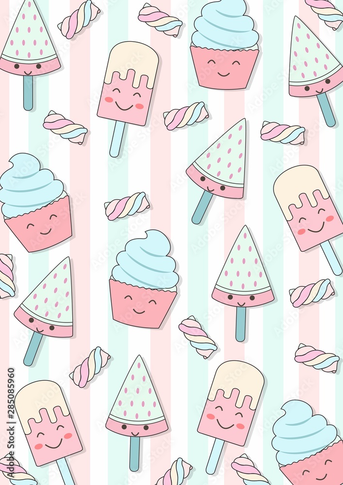 background with ice cream and candy background with ice cream and candy