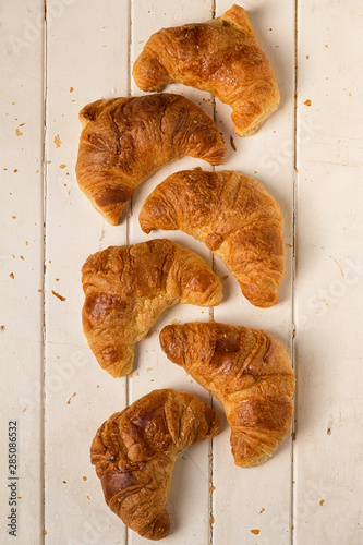 Top view of fresh croissants