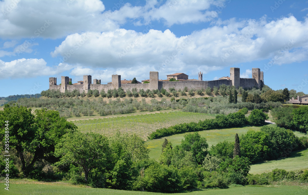Blick auf Monteriggioni in der Provinz Siena,Toskana,Italien