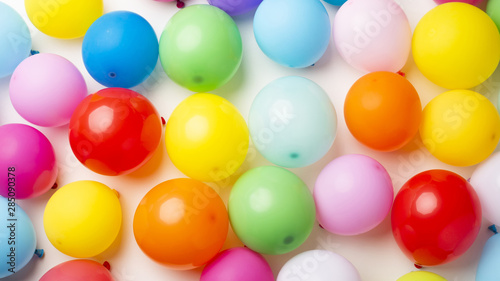 Flat lay of colorful balloons