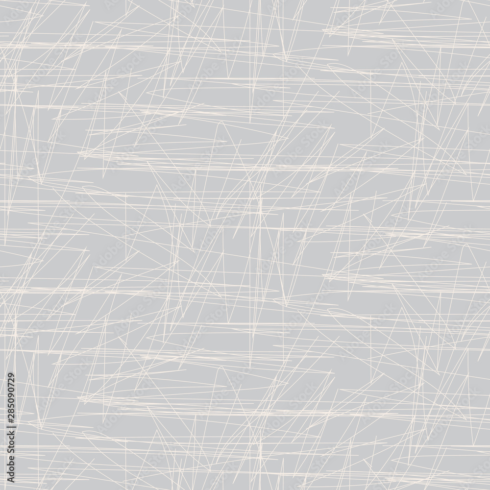 Scratched abstract concrete chaotic lines seamless vector pattern gray texture.