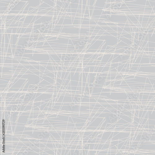 Scratched abstract concrete chaotic lines seamless vector pattern gray texture.