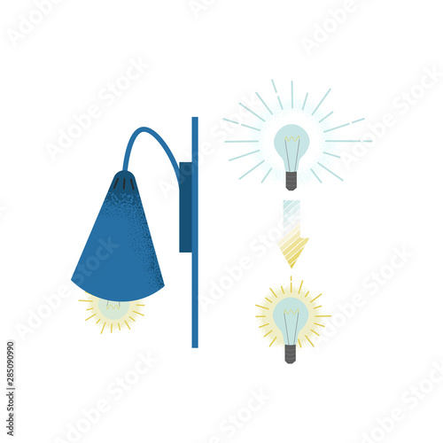Dim the light, from bright cold to faint yellow. Healthy sleep and vision concept.