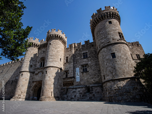 Rhodes Island, Greece, a symbol of Rhodes, of the famous Knights Grand Master Palace (also known as Castello) in the Medieval town of rhodes