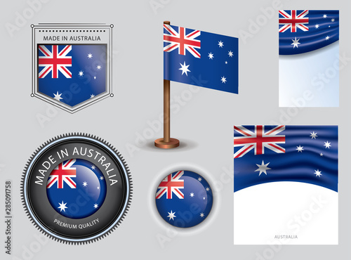  Made in Australia seal, Australian flag and color  --Vector Art--