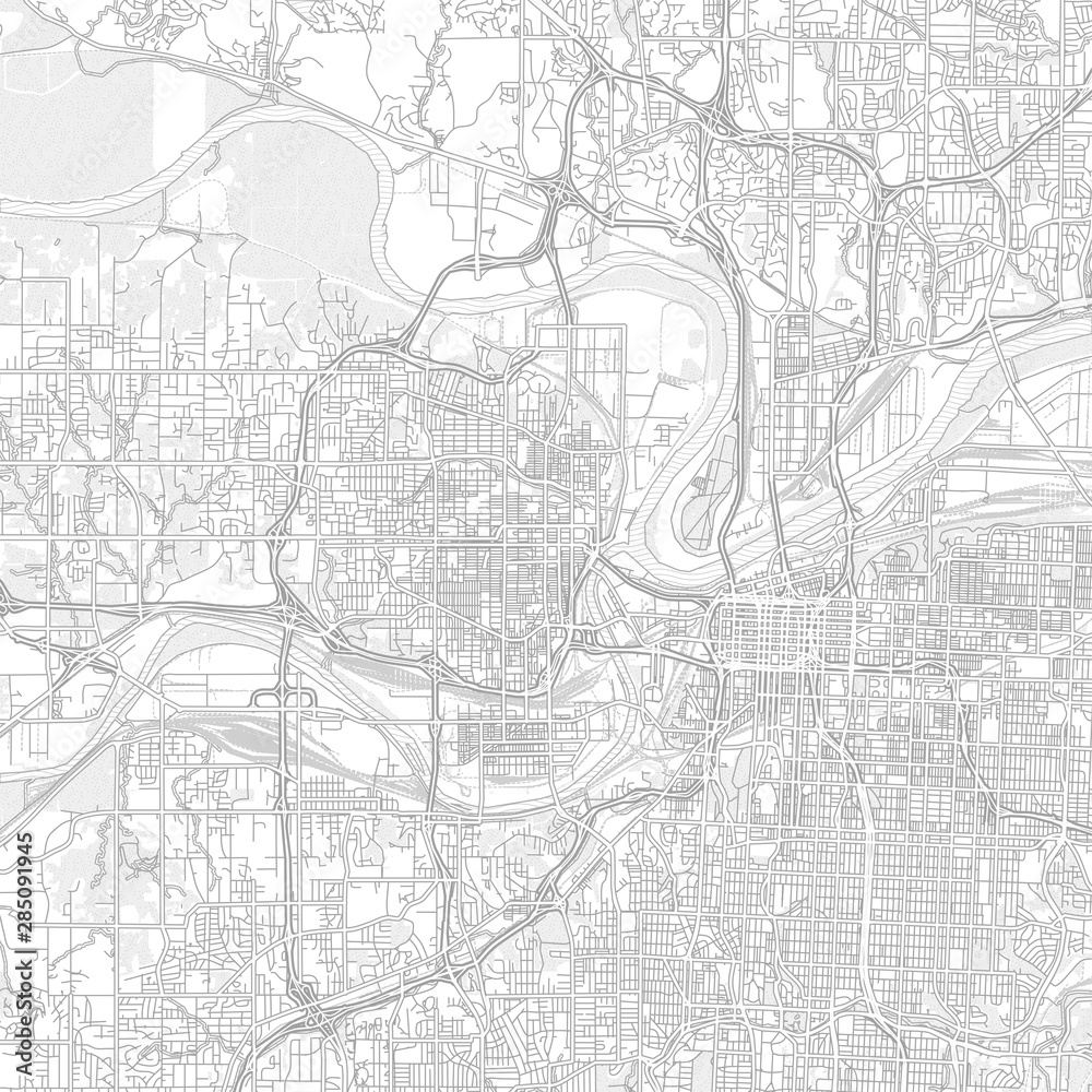 Kansas City, Kansas, USA, bright outlined vector map