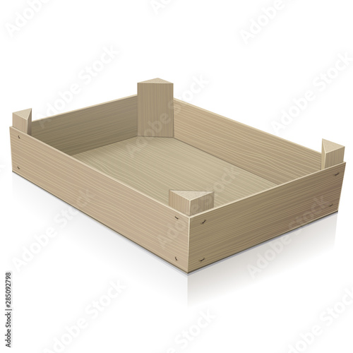 Cageot en bois vide (reflet)