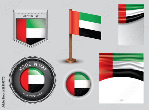  Made in Uae seal,  United Arab Emirates flag and color  --Vector Art--